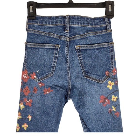 Topshop MOTO Floral Jamie Jeans Size W 25 L 25 Skinny Hand Painted - Picture 13 of 15